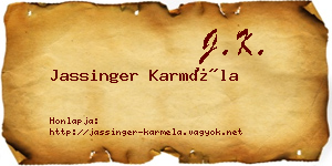 Jassinger Karméla névjegykártya